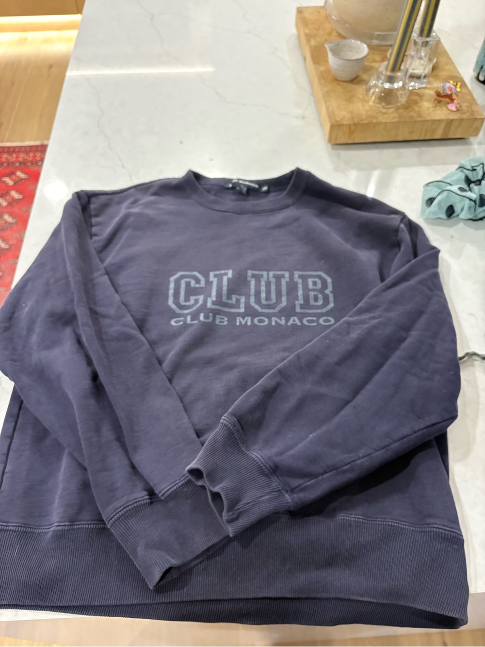 Club Monaco Men's Navy Crewneck with 'CLUB' Logo